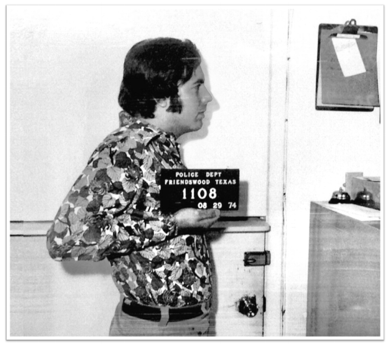 Frank Abagnale police booking photo, Friendswood, Texas, August 29, 1974